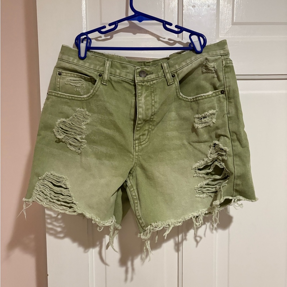 BDG Olive Distressed Jean Shorts